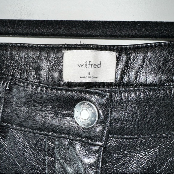 Aritzia Wilfred Faux Leather High Rise Straight Leg Black Women’s Pants Size 6 - Picture 3 of 5